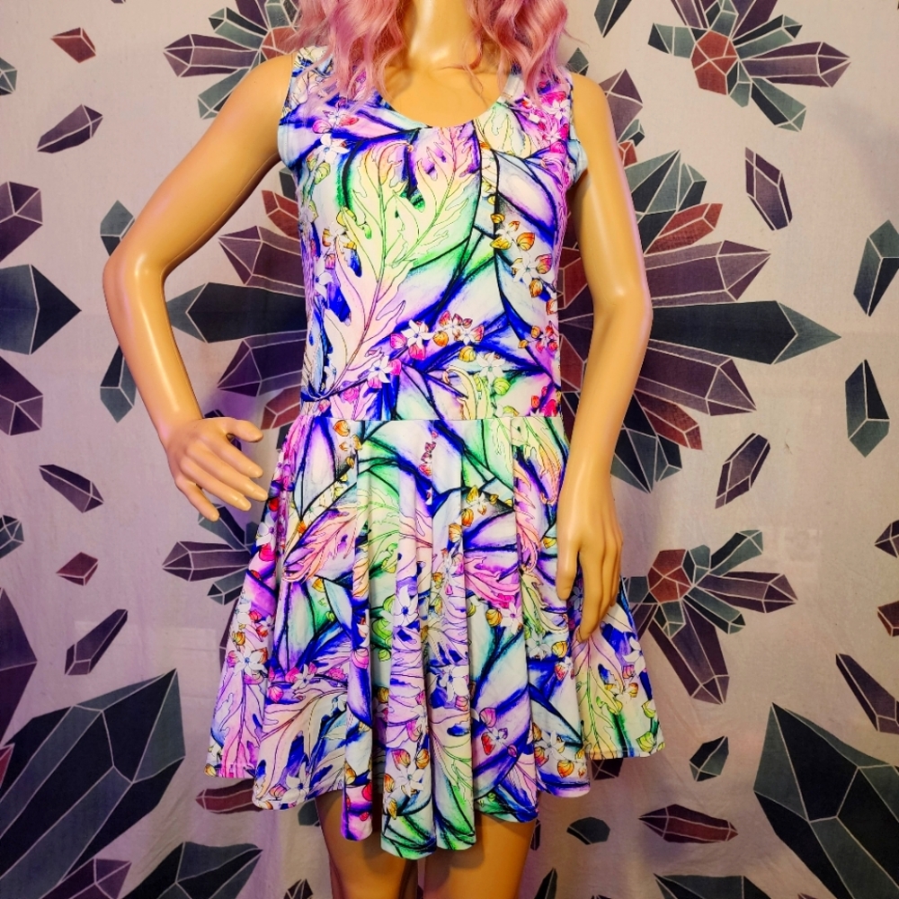 Coquetry Clothing Fit & Flare Romper with Pockets Enchanted Forest UV Spandex L